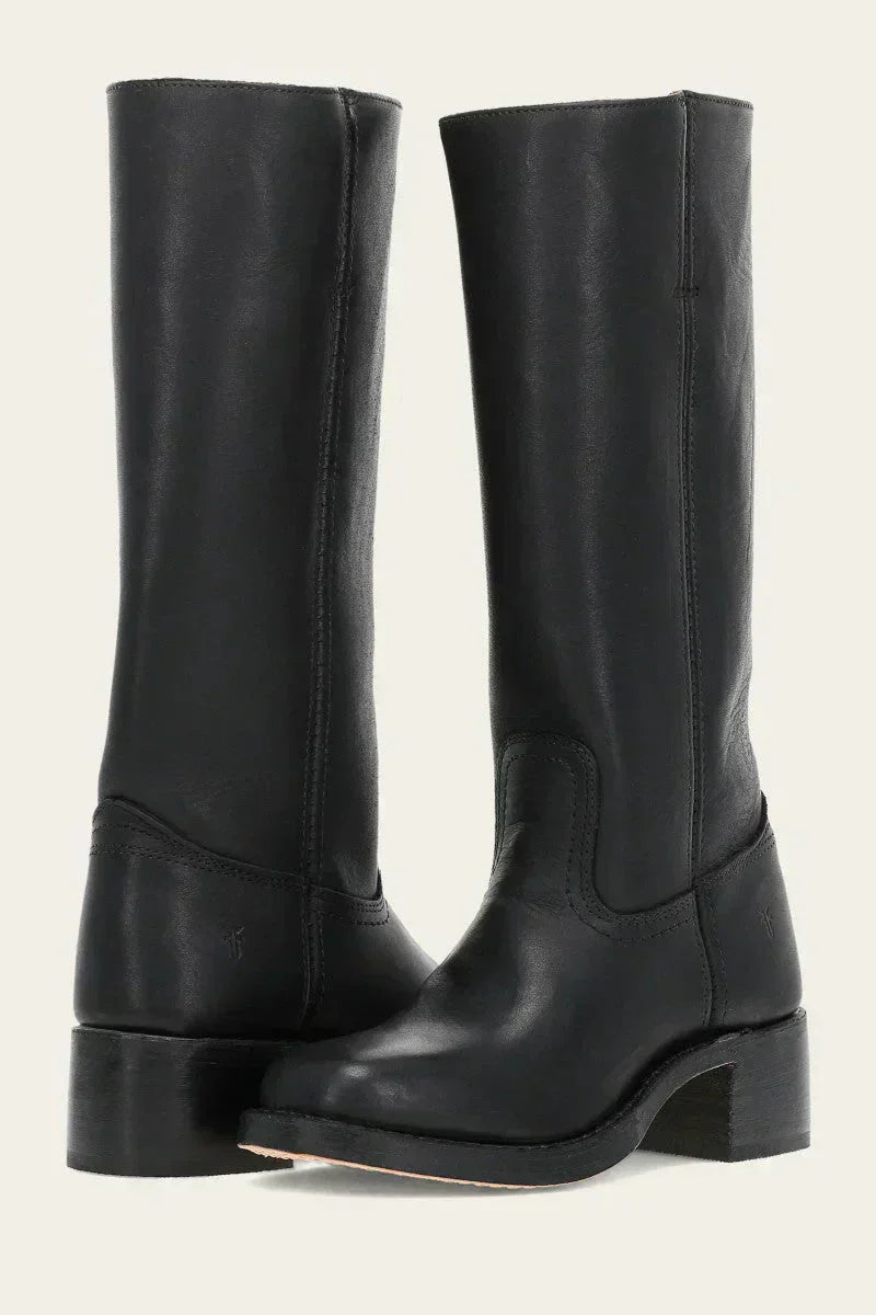 Women's Knee-High Platform Boots with Chunky Block Heel and Round Toe