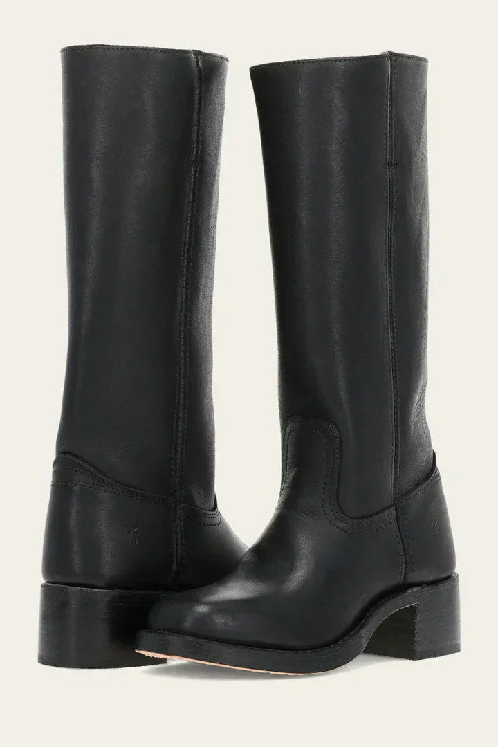 Women's Knee-High Platform Boots with Chunky Block Heel and Round Toe