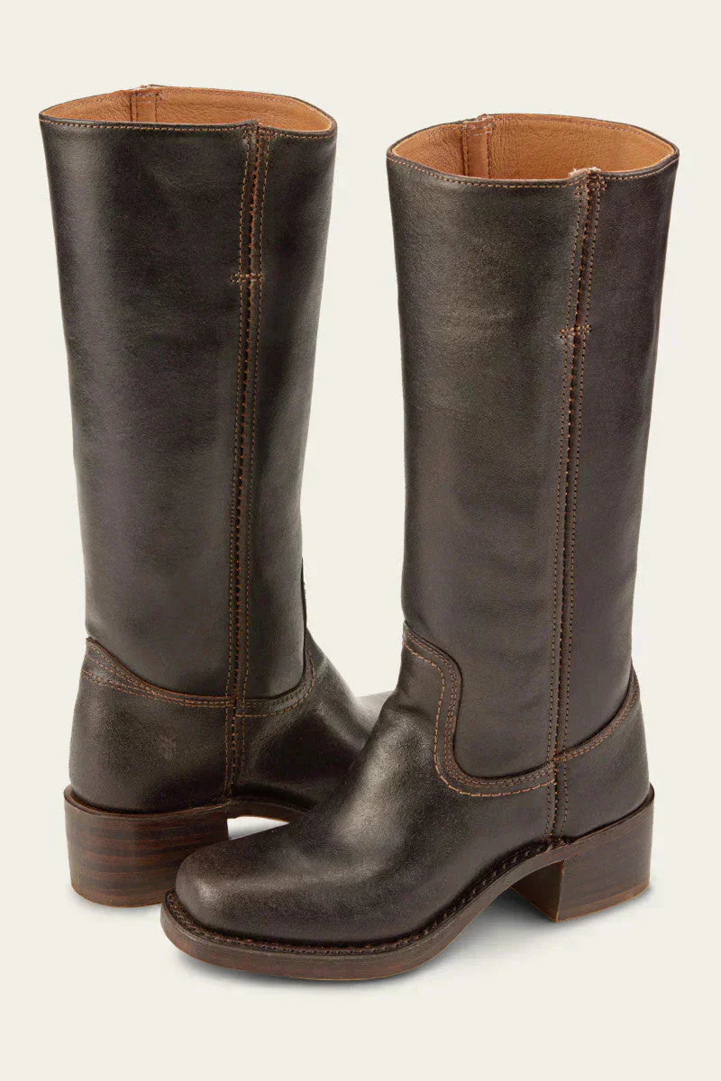 Women's Knee-High Platform Boots with Chunky Block Heel and Round Toe