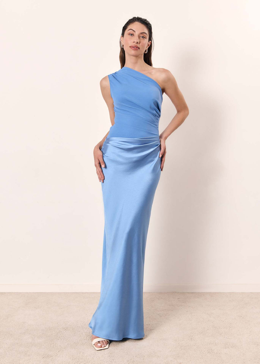 Women's One-Shoulder Ruched Maxi Dress