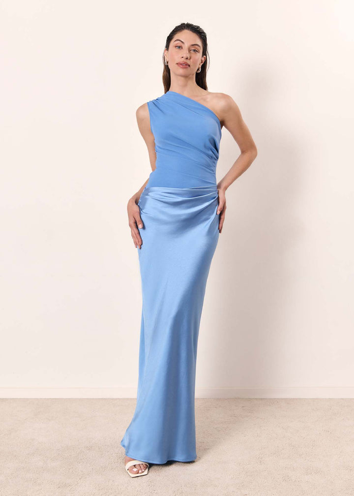 Women's One-Shoulder Ruched Maxi Dress