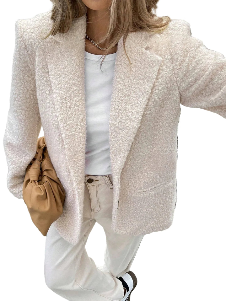 Women's Open Front Blazer with Lapel Collar and Front Pockets