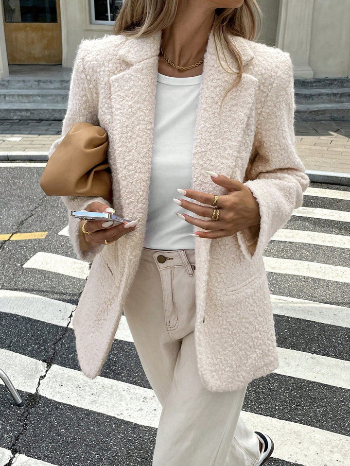 Women's Open Front Blazer with Lapel Collar and Front Pockets