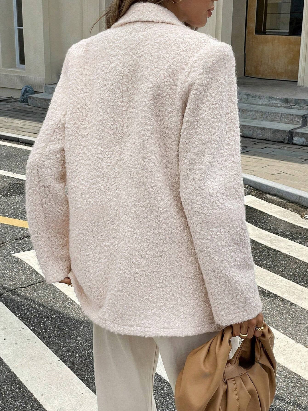 Women's Open Front Blazer with Lapel Collar and Front Pockets