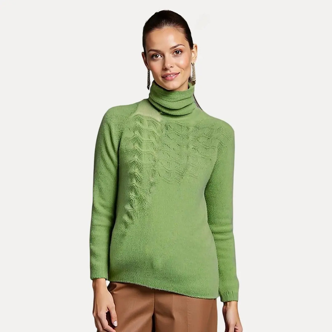 Women's Ribbed Turtleneck Jumper with Fold Collar