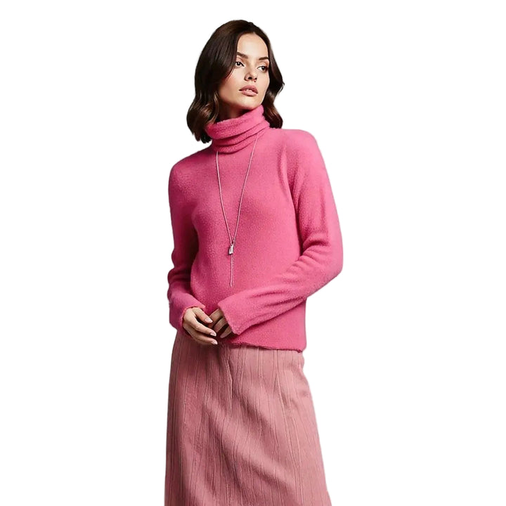 Women's Ribbed Turtleneck Jumper with Fold Collar