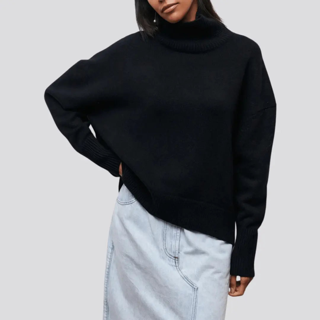 Women's Ribbed Turtleneck Jumper with Wide Cuffs
