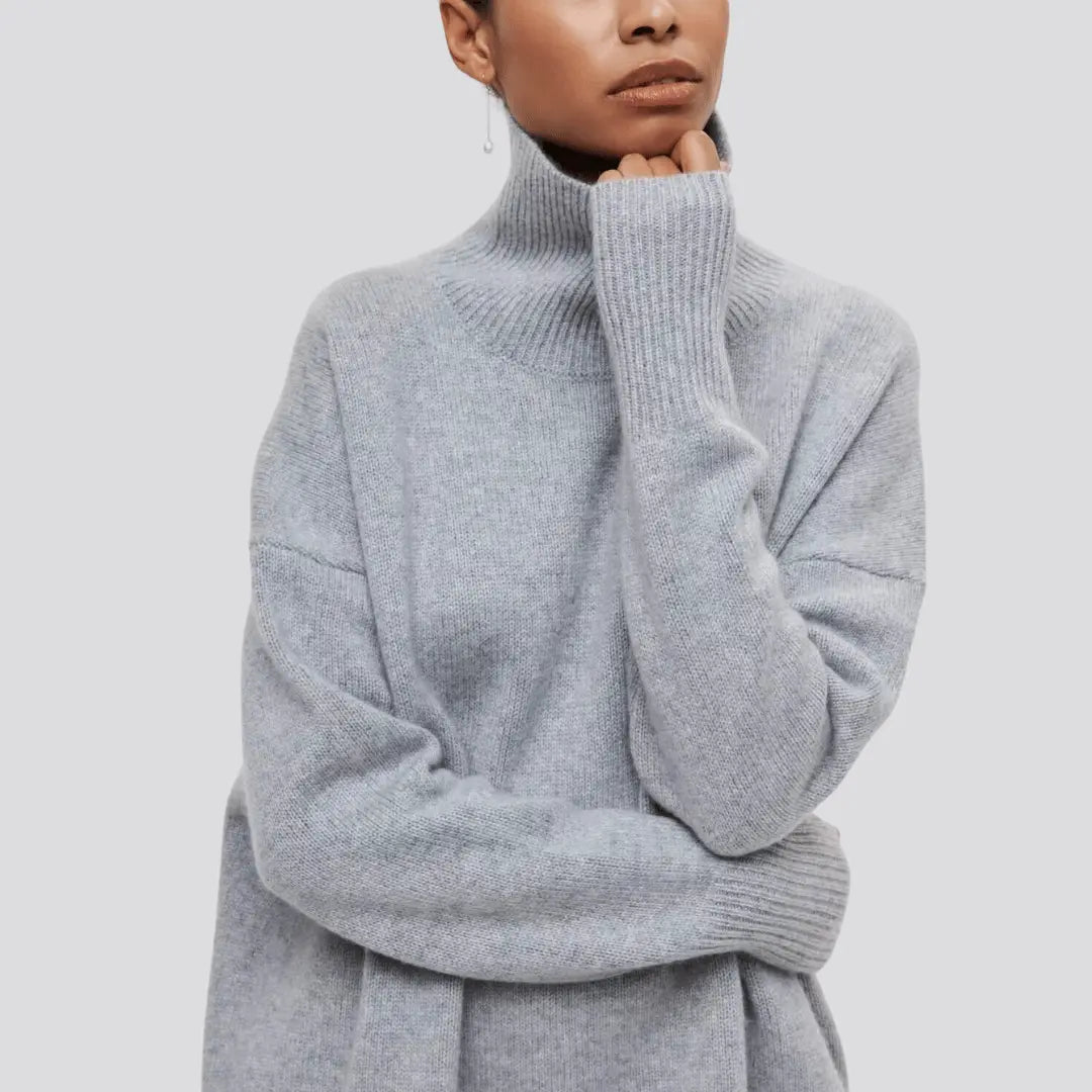 Women's Ribbed Turtleneck Jumper with Wide Cuffs