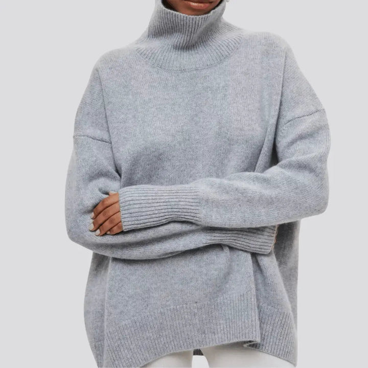 Women's Ribbed Turtleneck Jumper with Wide Cuffs