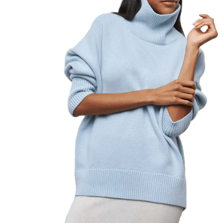 Women's Ribbed Turtleneck Jumper with Wide Cuffs
