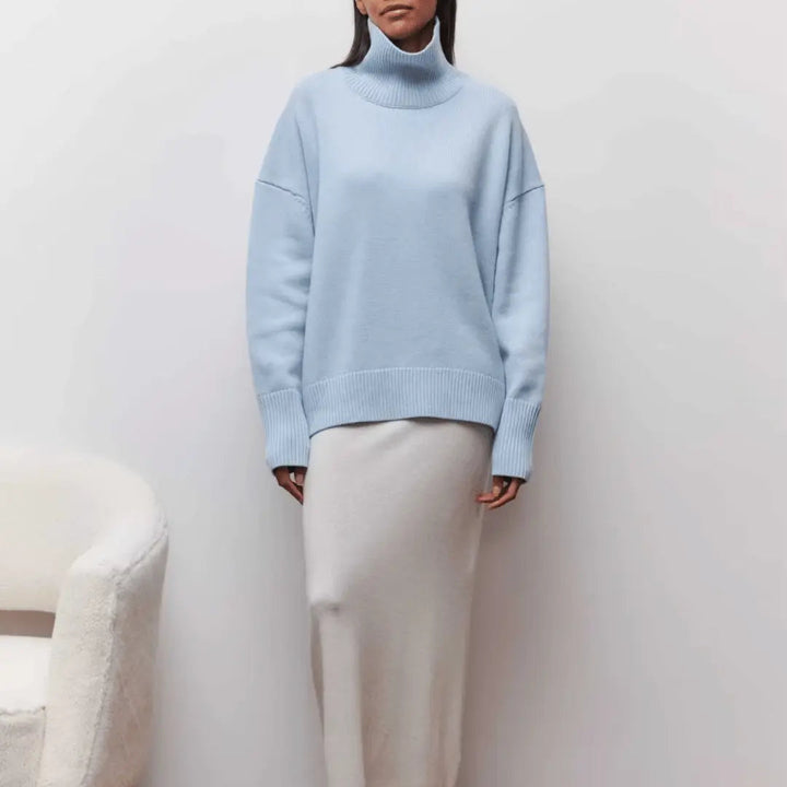 Women's Ribbed Turtleneck Jumper with Wide Cuffs