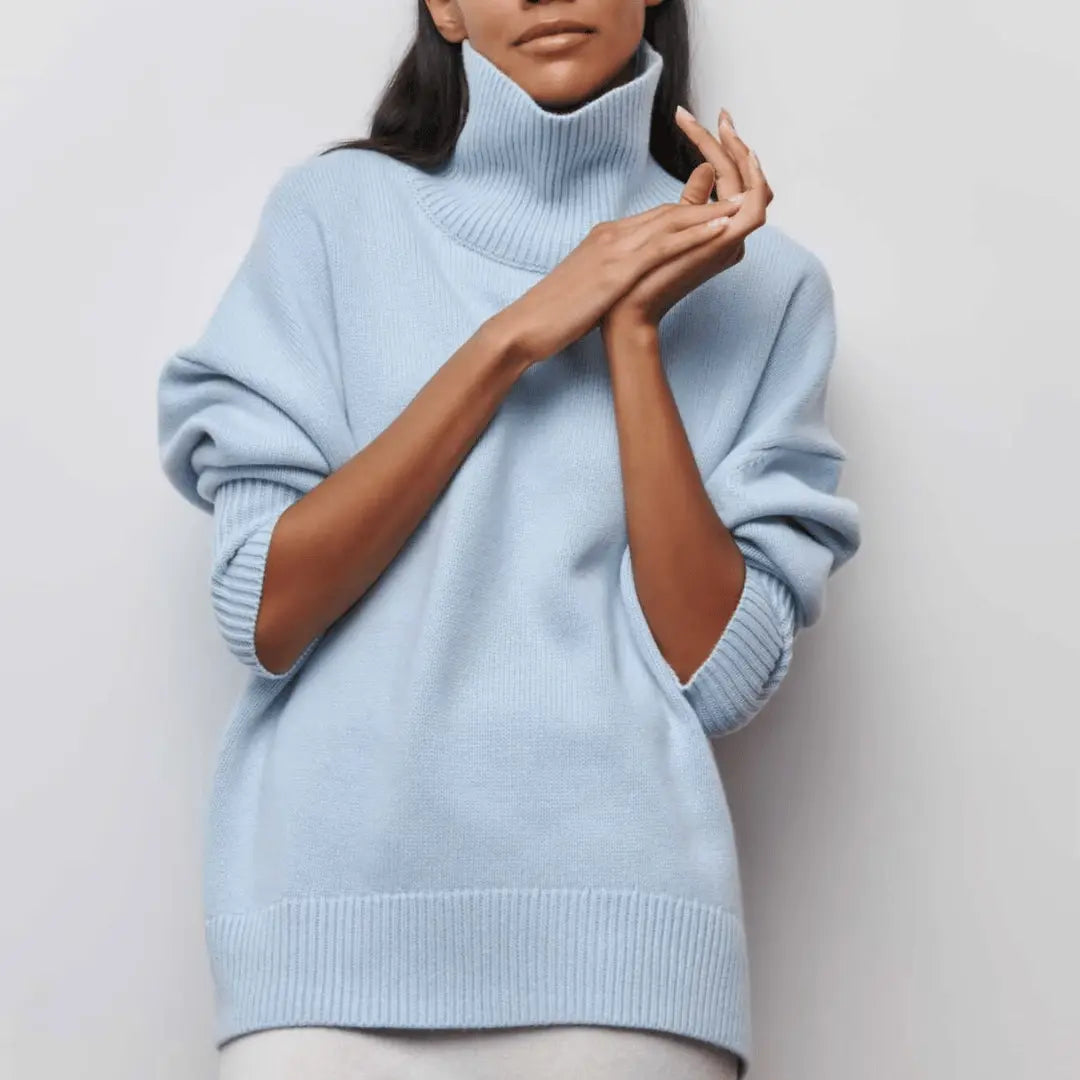 Women's Ribbed Turtleneck Jumper with Wide Cuffs