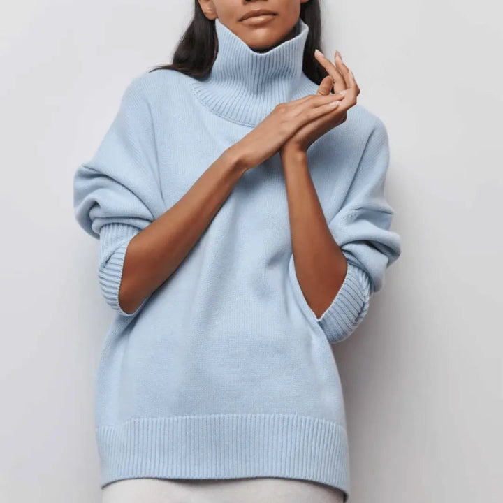 Women's Ribbed Turtleneck Jumper with Wide Cuffs
