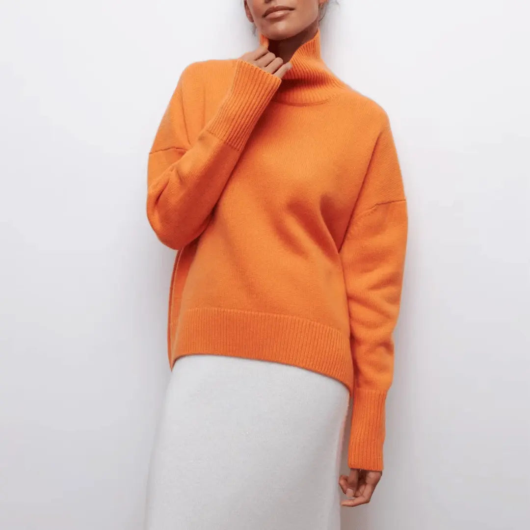 Women's Ribbed Turtleneck Jumper with Wide Cuffs