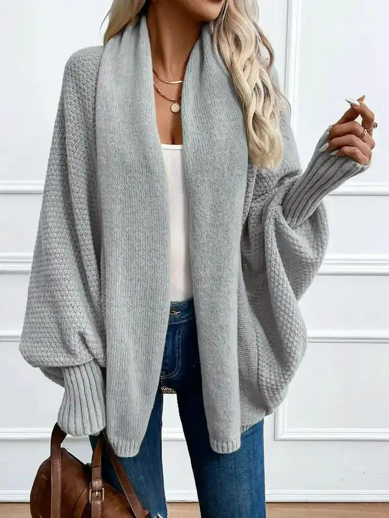 Women's Shawl Collar Cardigan with Ribbed Cuffs