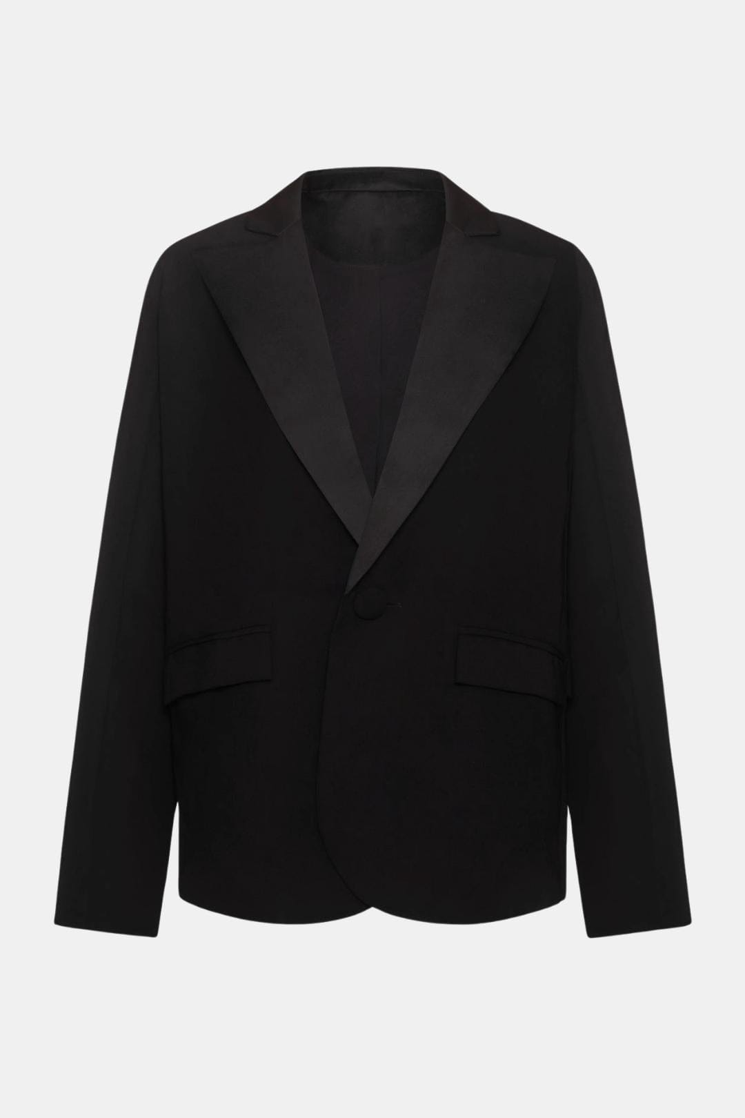 Women's Single-Breasted Blazer with Satin Lapels and Long Sleeves
