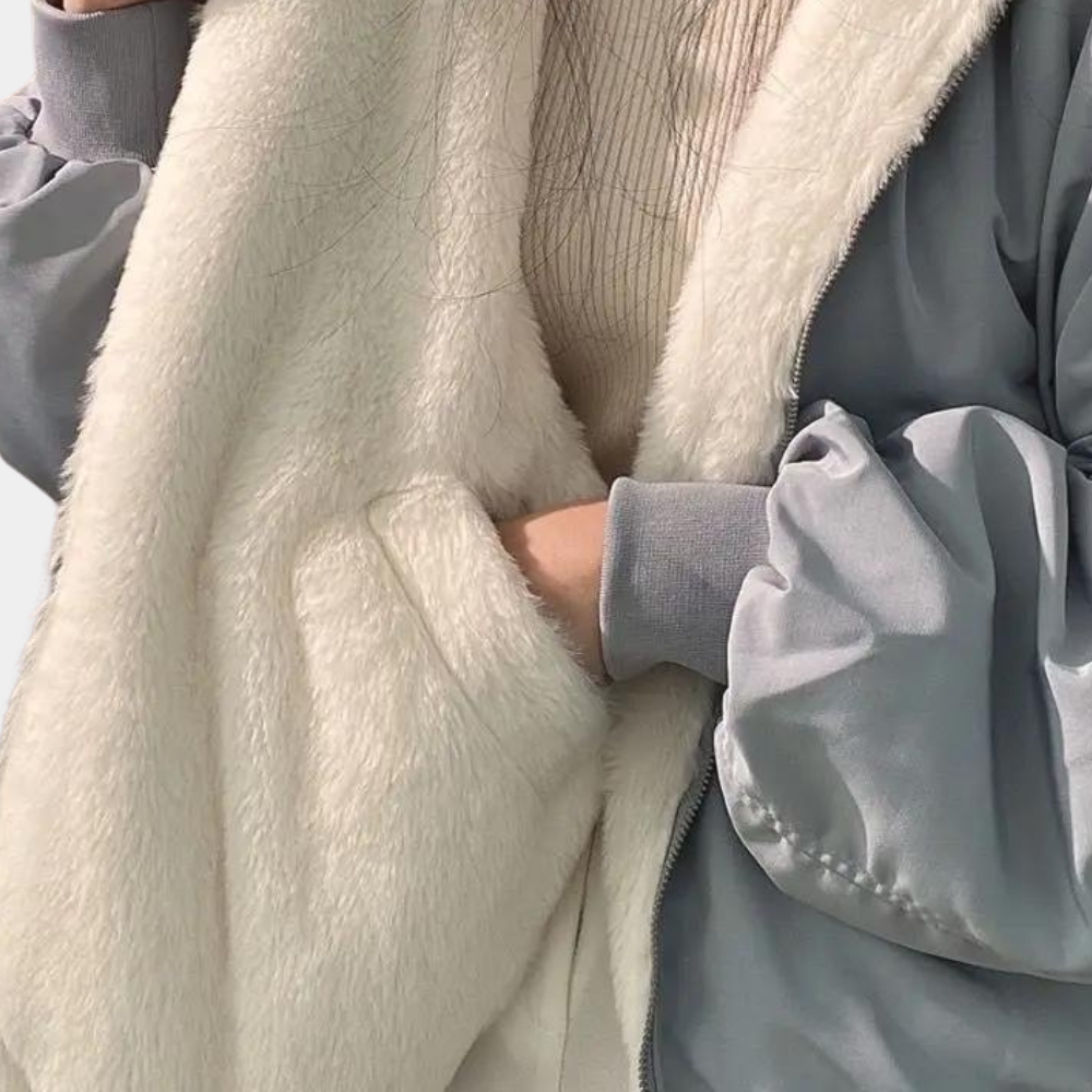 Women's Stand Collar Padded Jacket with Zip Front and Elasticated Hem