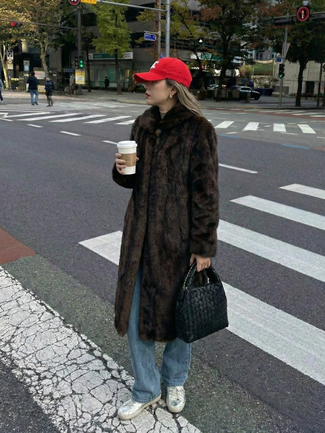 Women's Textured Fleece Maxi Coat with Notched Lapel Collar