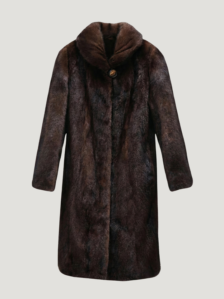Women's Textured Fleece Maxi Coat with Notched Lapel Collar