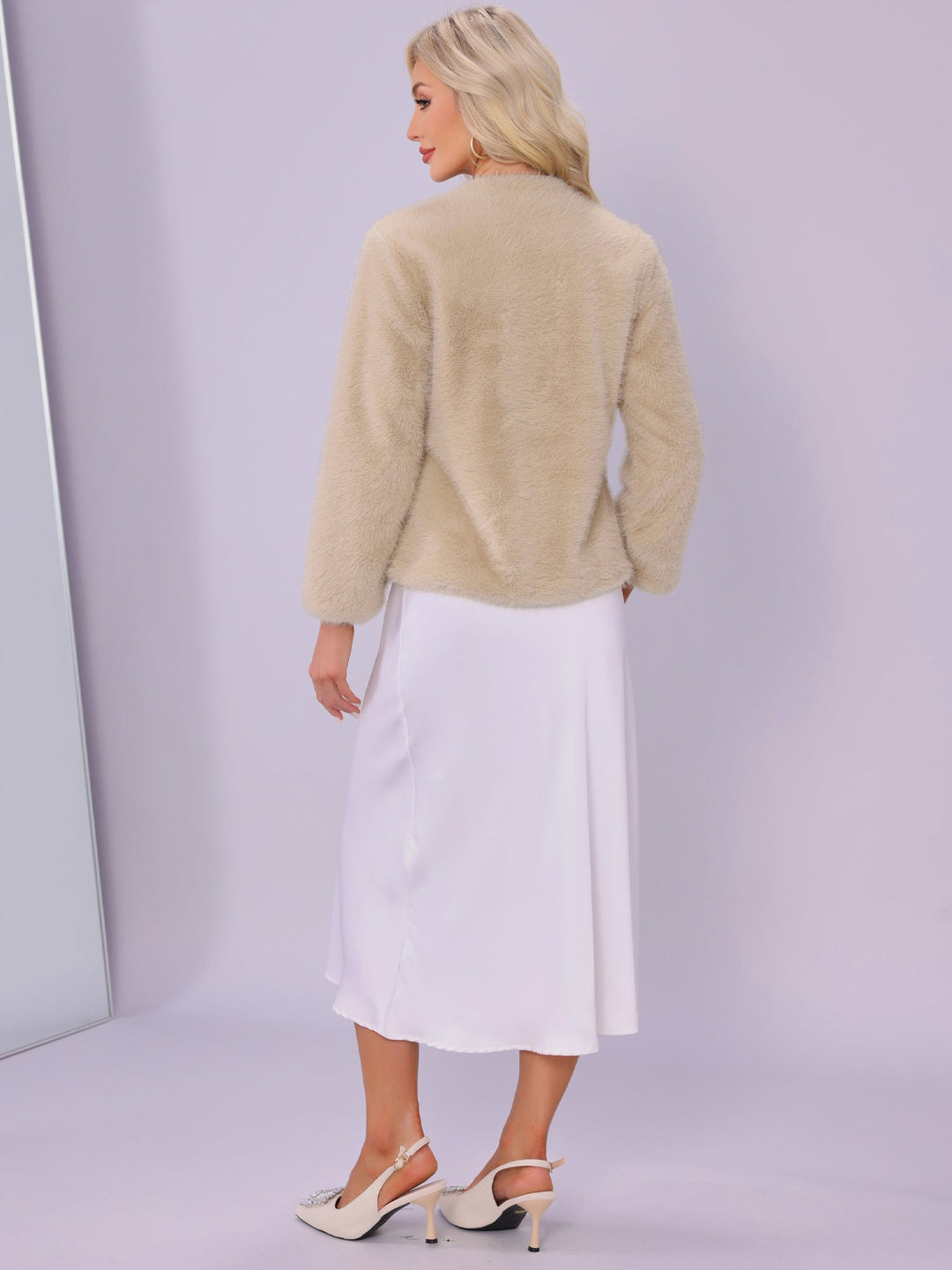 Women's Textured Open Front Jacket with Shawl Collar