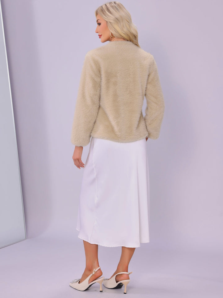 Women's Textured Open Front Jacket with Shawl Collar