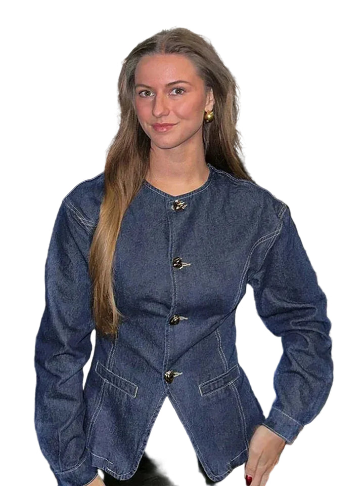 Women's Two-Piece Set with Button-Front Jacket and Wide-Leg Trousers