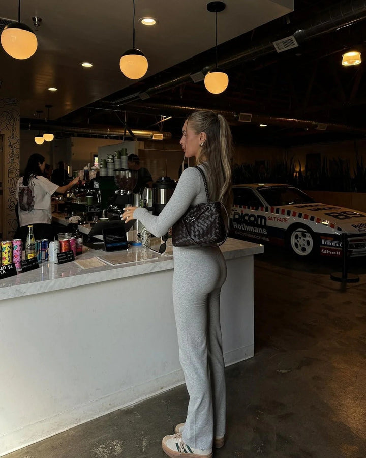 Women's Two-Piece Set with Crop Top and High-Waisted Flared Trousers