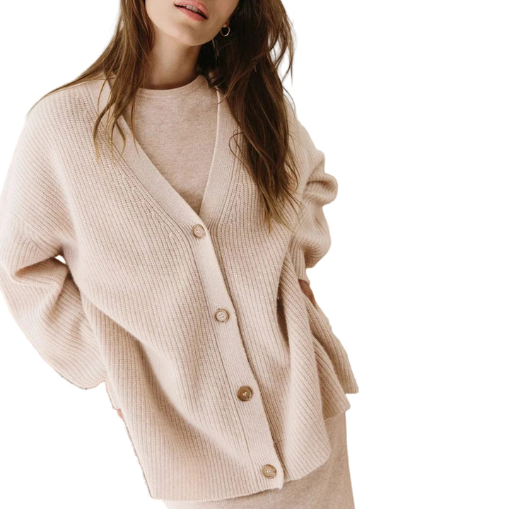 Women's V-Neckline Button-Front Cardigan with Patch Pockets