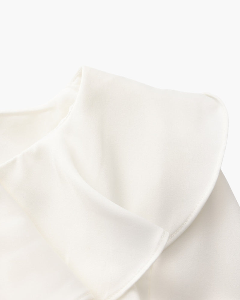 Women's V-Neckline Midi Dress with Button Front and Ruffle Cuffs