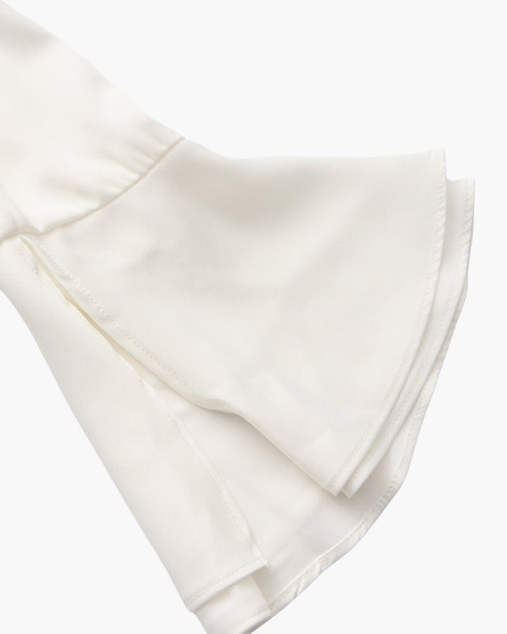 Women's V-Neckline Midi Dress with Button Front and Ruffle Cuffs