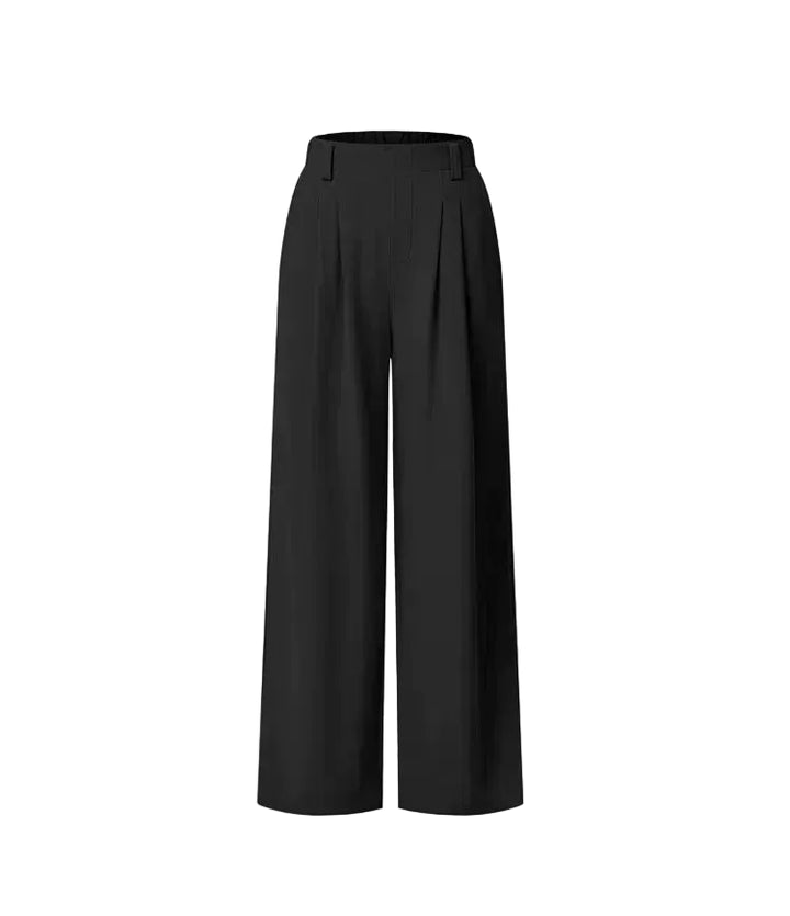 Women's Wide-Leg Trousers with Front Pleats and High Waist