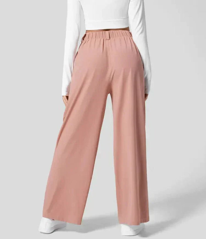 Women's Wide-Leg Trousers with Front Pleats and High Waist