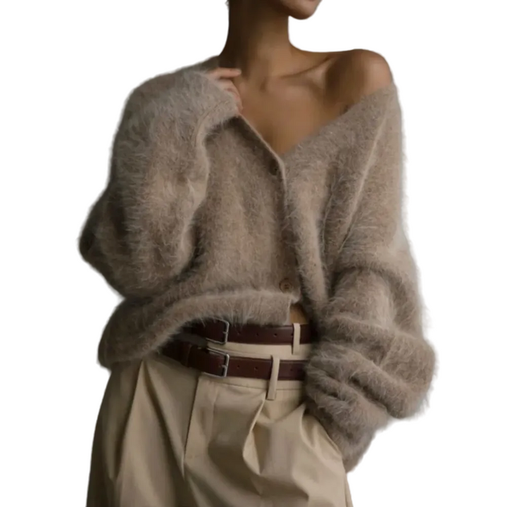 Women's Wrap-Front Cardigan with Tie Belt Closure and Long Sleeves