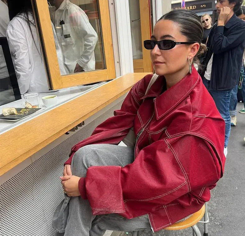 Women's Zip-Front Bomber Jacket with Ribbed Trim