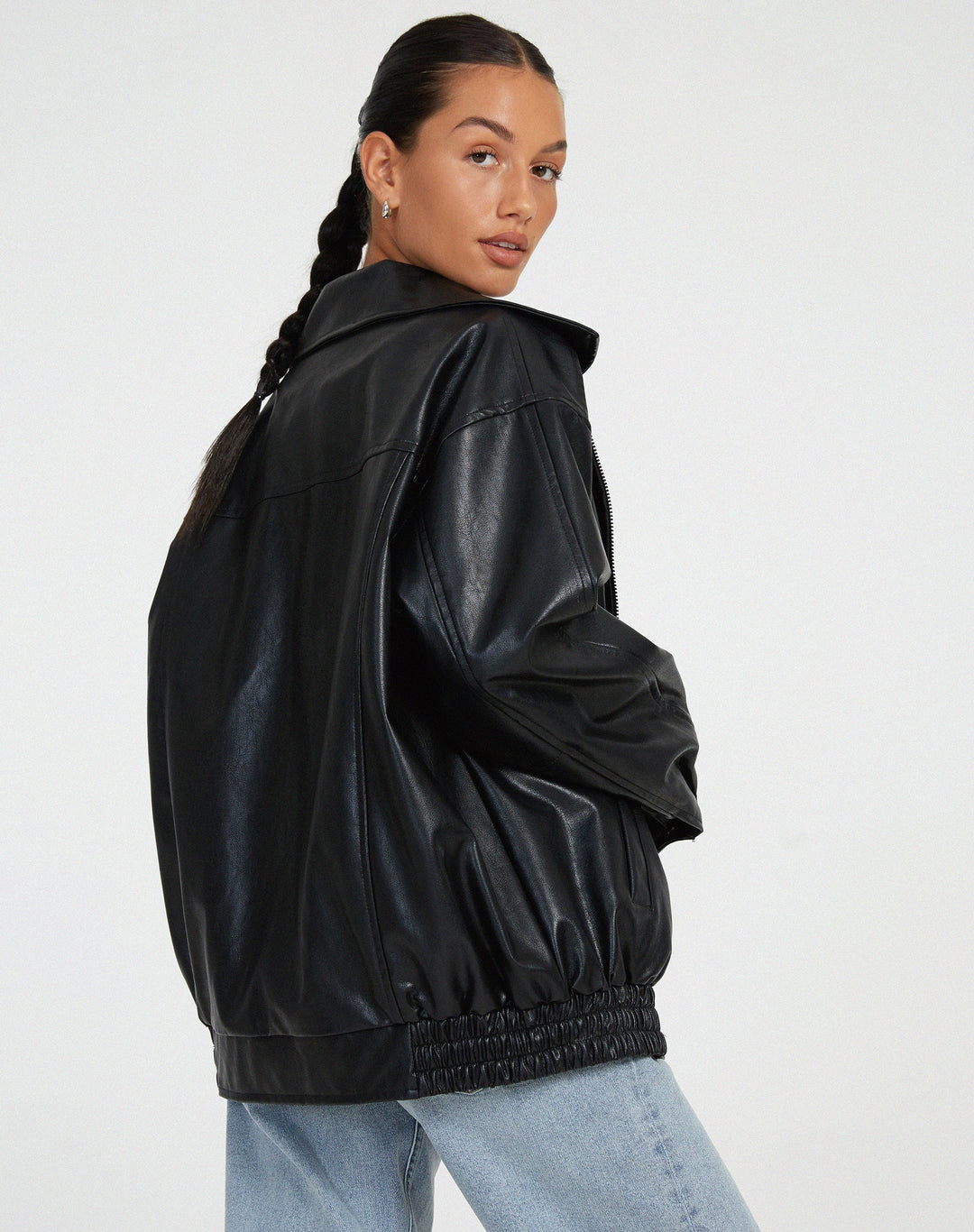 Women's Zip-Front Jacket with Notched Lapel Collar and Side Pockets